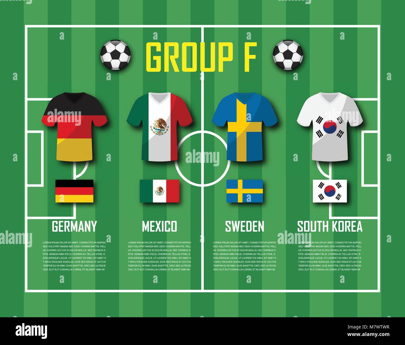 Soccer Cup 2018 Team Group F Football Players With Jersey Uniform And