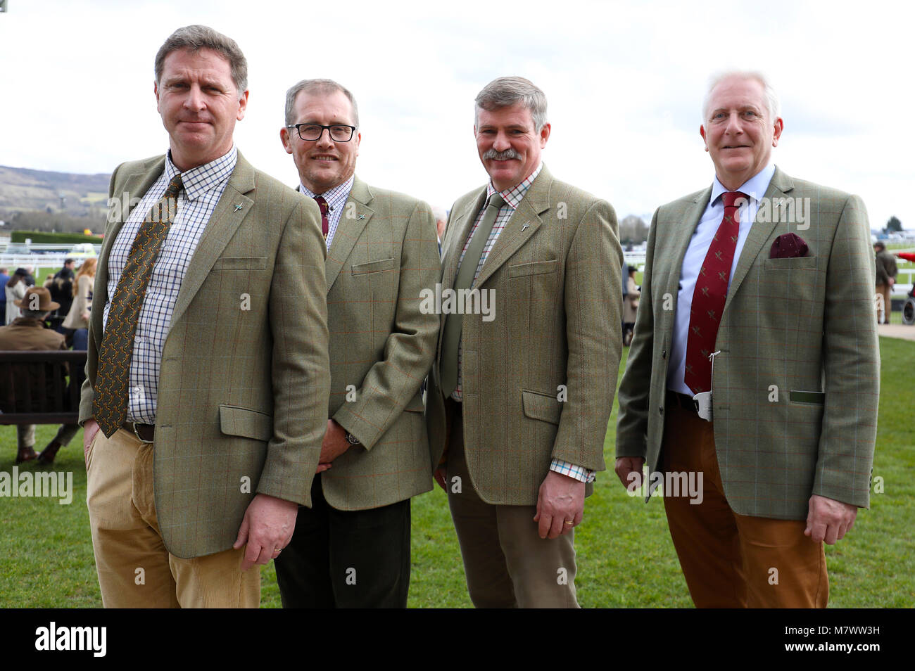 Male racegoers wearing tweed during Champion Day of the 2018 Cheltenham ...
