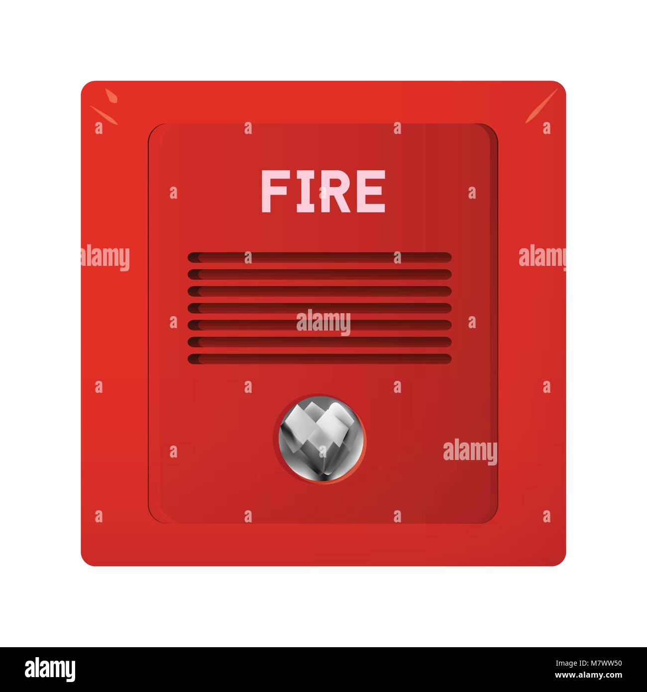 Fire alarm with light and audible alarm. Security system in office vector illustration. Stock Vector