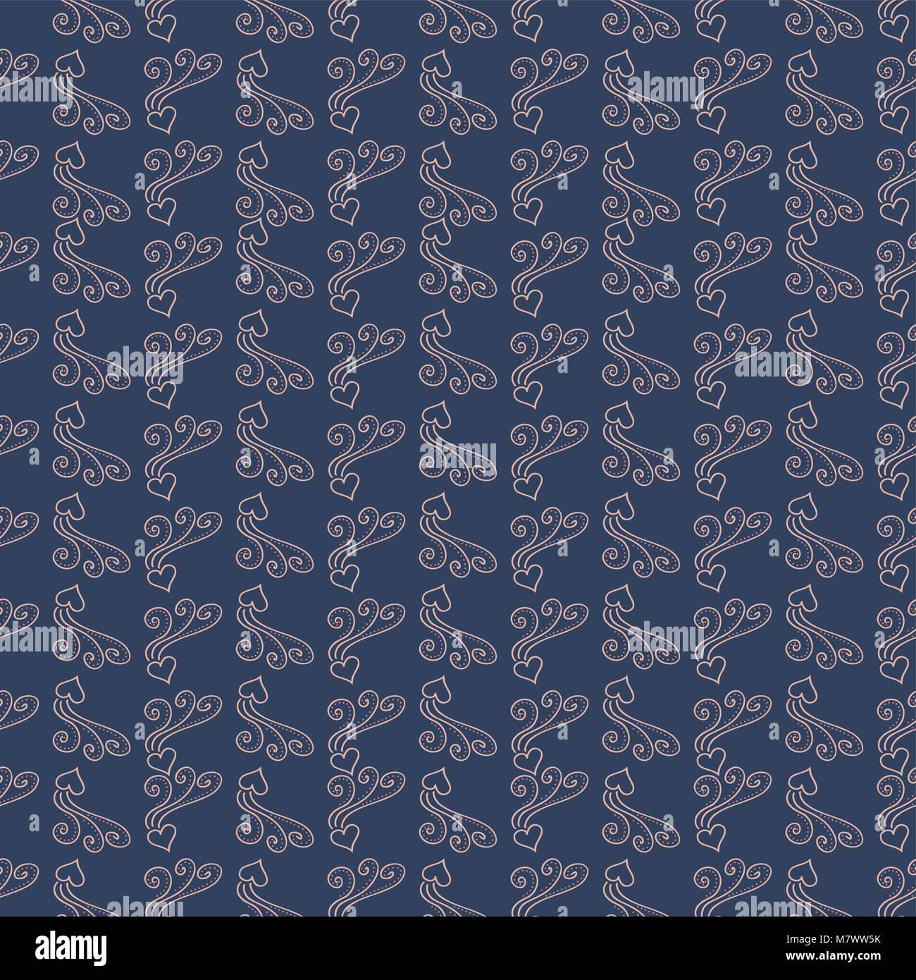 Seamless pattern background with hearts. Dark blue wallpaper. Vector ...