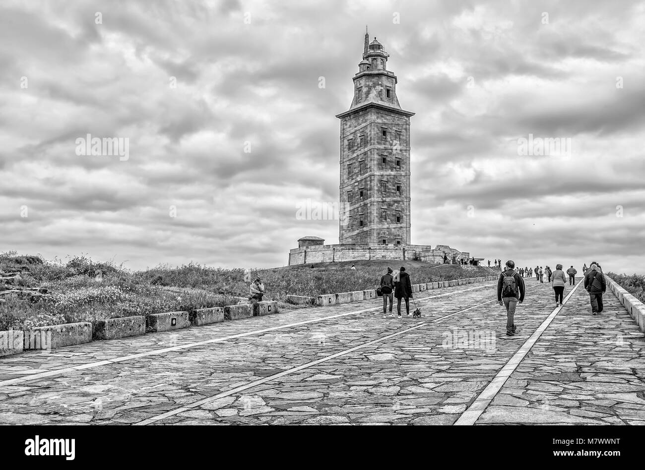 A CORUNA, SPAIN - JUNE 13, 2016: Tower of Hercules in A Coruna, Galicia, Spain Stock Photo