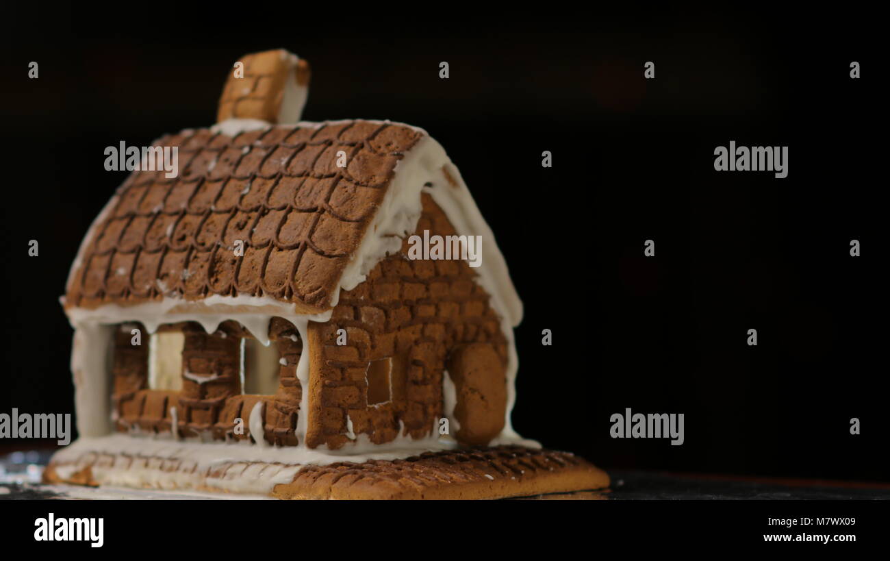 Gingerbread House Black Background Stock Photo - Alamy