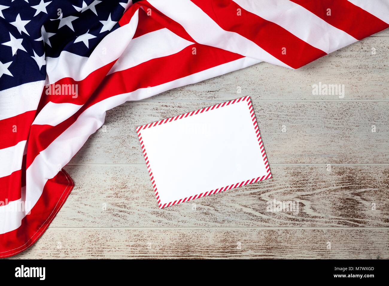 USA flag on wood background Stock Photo - Alamy