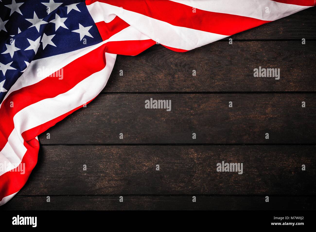 USA flag on wood background Stock Photo - Alamy