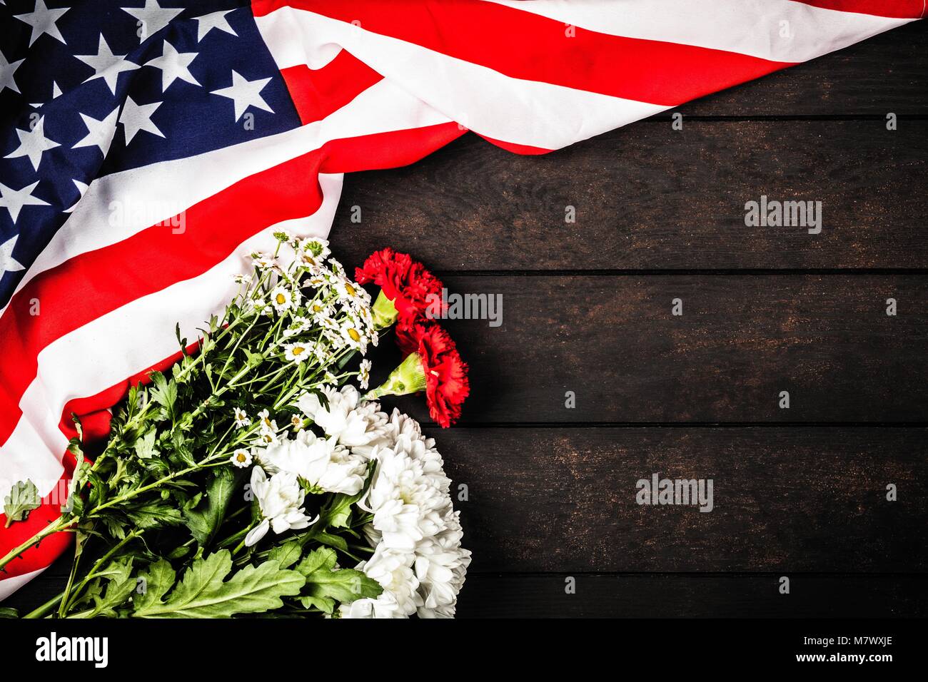 USA flag on wood background Stock Photo - Alamy