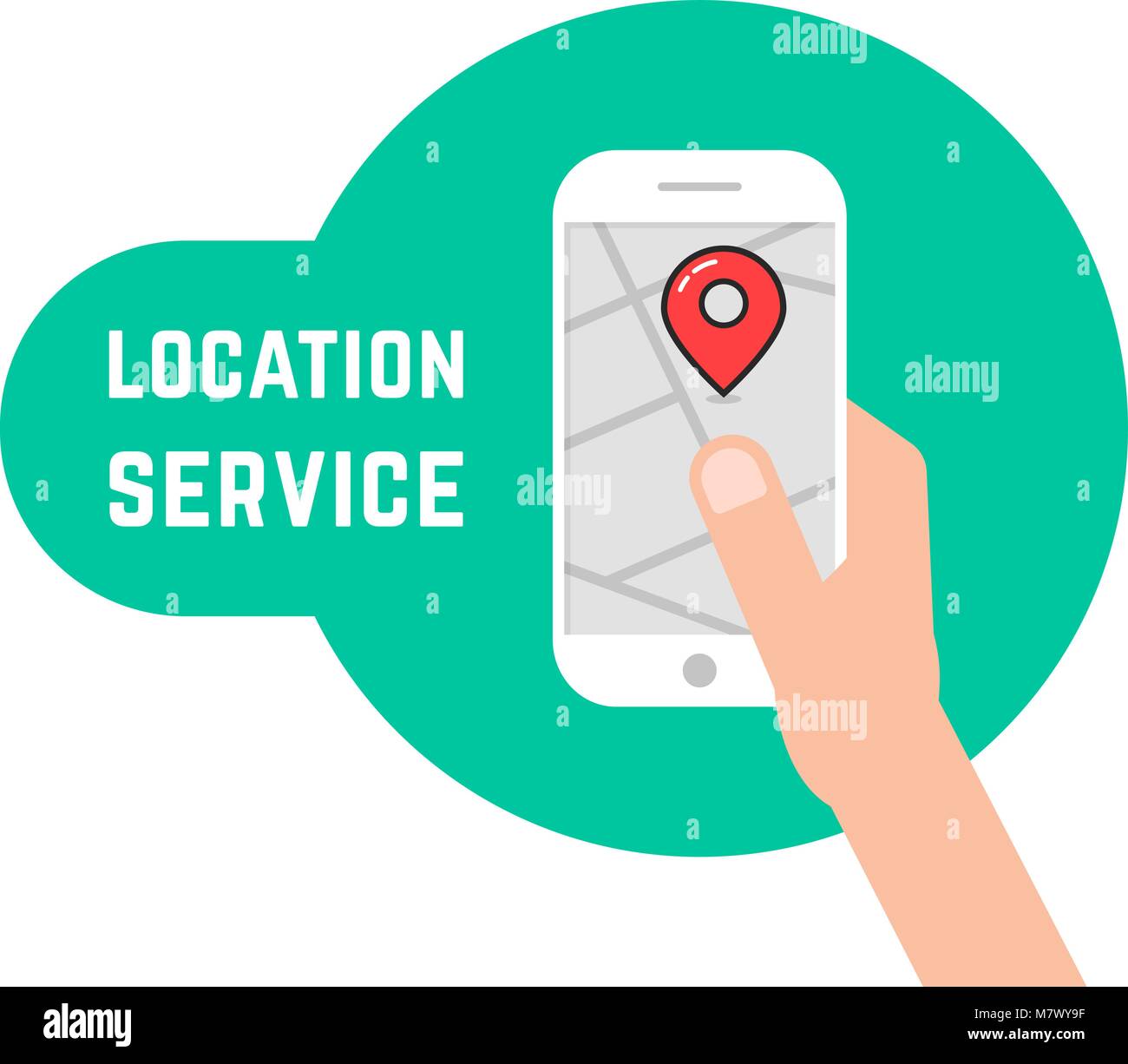 Nearest Phone Location. Sign hand holding phone like location service Stock Vector Image & Art - Alamy