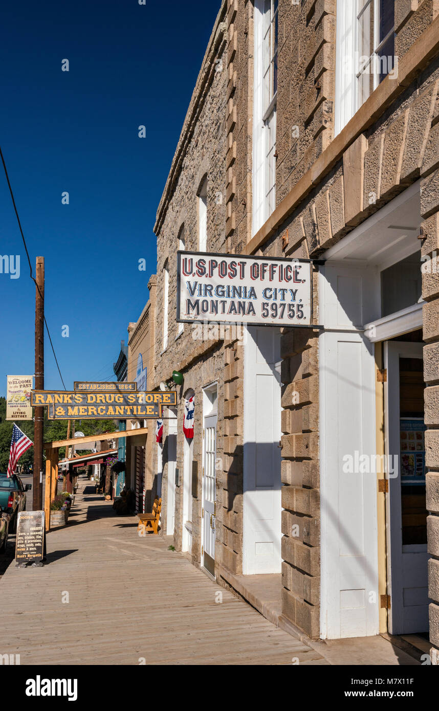 Store fronts at Wallace Street in ghost town of Virginia City, Montana, USA Stock Photo