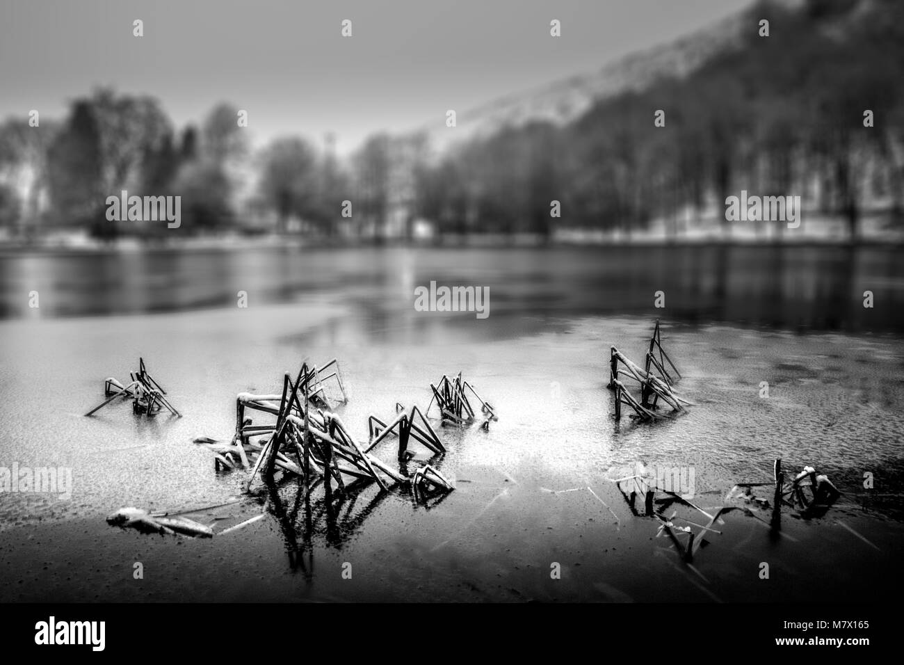 Best Frozen ice lake South Wales Great Britain Stock Photo