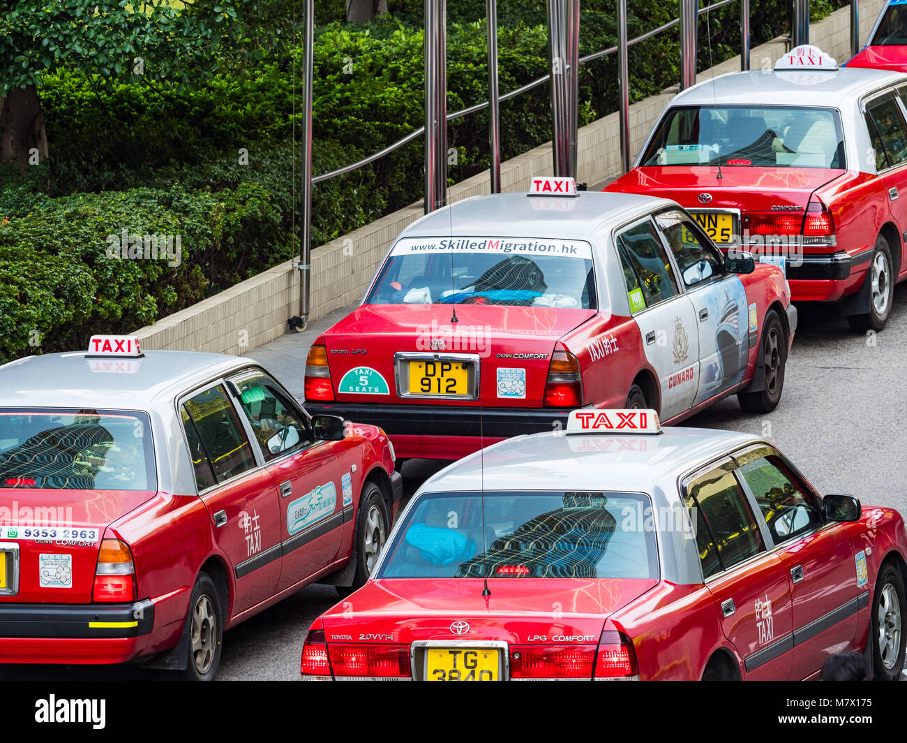 Hong Kong Taxis Stock Photo