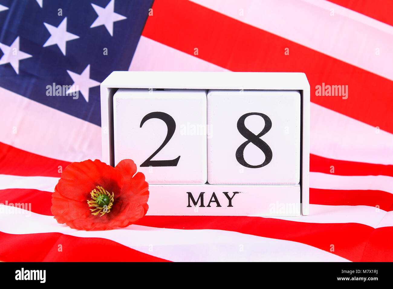 USA Memorial Day concept with calendar and red remembrance poppy on ...