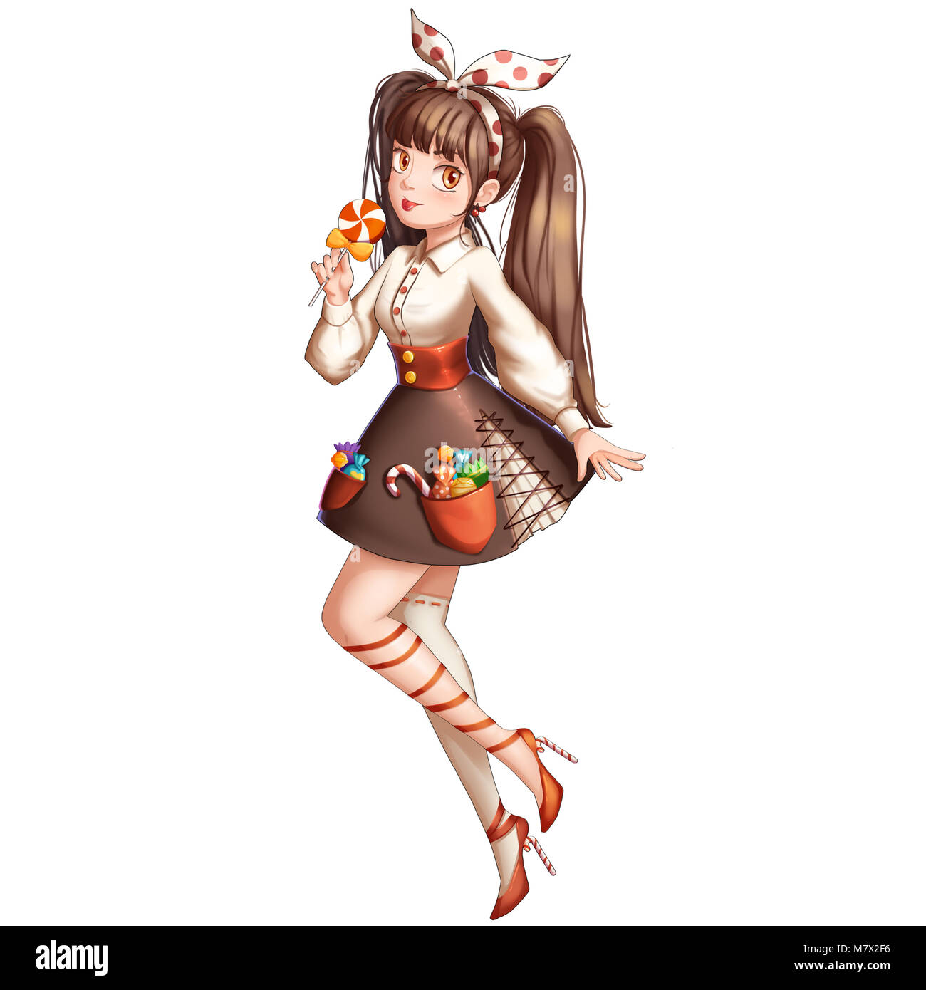 Candy Girl with Anime and Cartoon Style. Video Game's Digital CG Artwork,  Concept Illustration, Realistic Cartoon Style Character Design Stock Photo  - Alamy