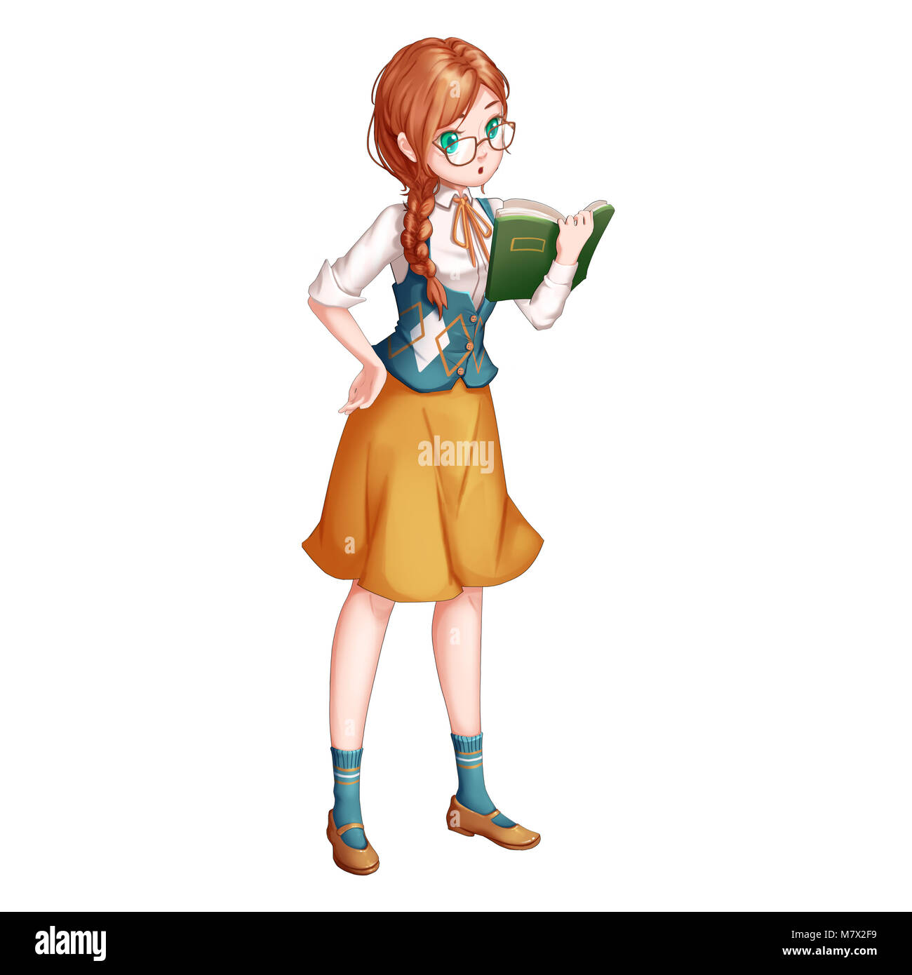 Magic Girl with Anime and Cartoon Style. Video Game's Digital CG Artwork,  Concept Illustration, Realistic Cartoon Style Character Design Stock Photo  - Alamy