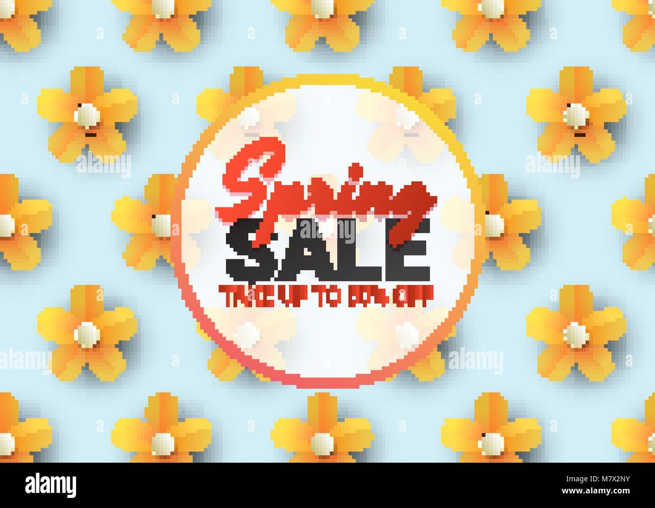 Spring Flowers Advert Spring sale floral advertizing poster, board. Banner with paper flowers ...