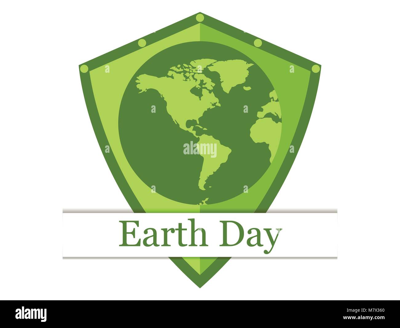 Earth shield, continents, earth day banner, green color. Protection of ...