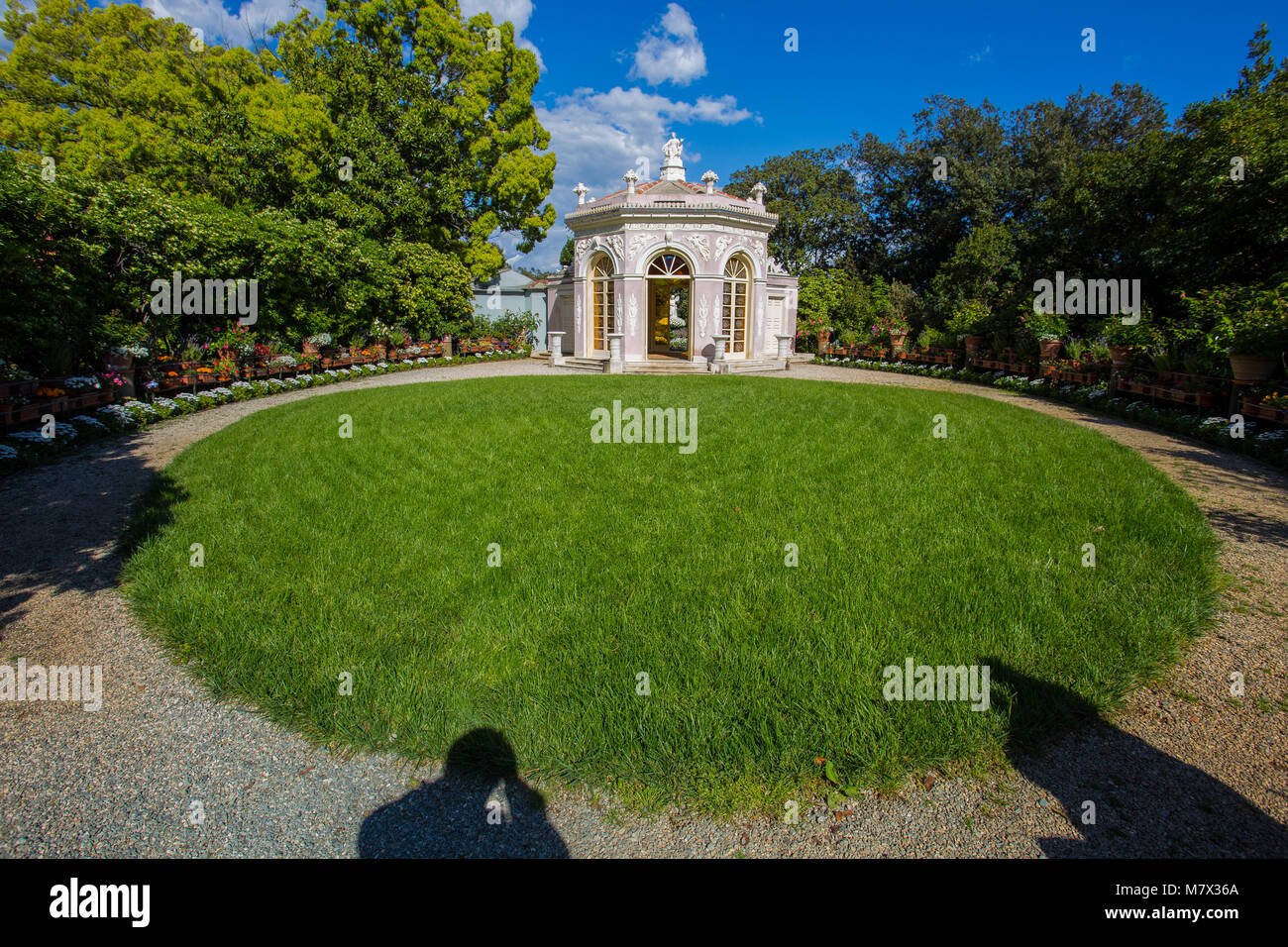 GENOA, (GENOVA), APRIL 28, 2017 - Flora Gardens in Villa Durazzo- Pallavicini in  Genoa Pegli, Italy Stock Photo