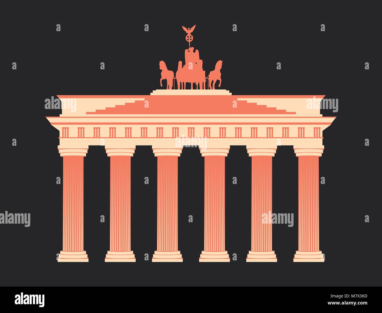 Brandenburg Gate in Berlin. Isolated on white background. Vector illustration Stock Vector