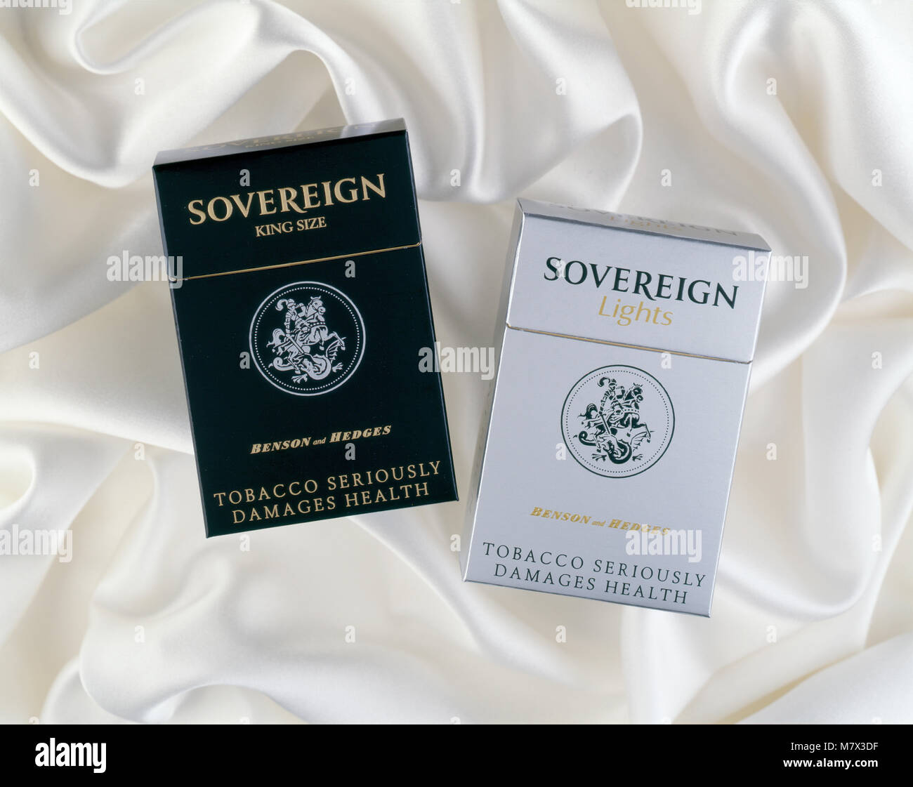 sovereign cigarettes old packaging Sovereign cigarette packaging Stock Photo