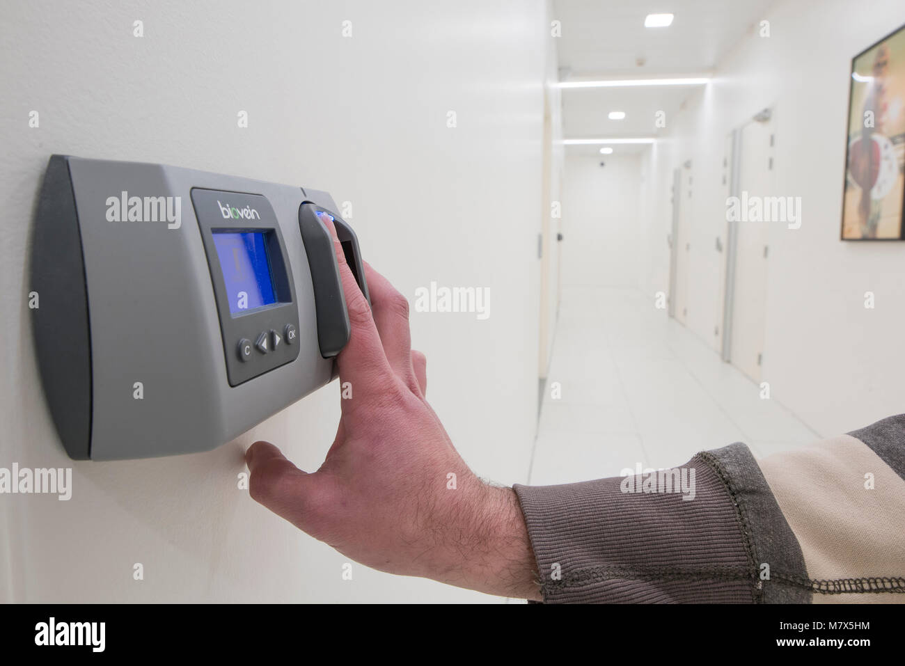 Biovein biometric access control system: the user is identified thanks to his vein pattern. Access to secured premises Stock Photo