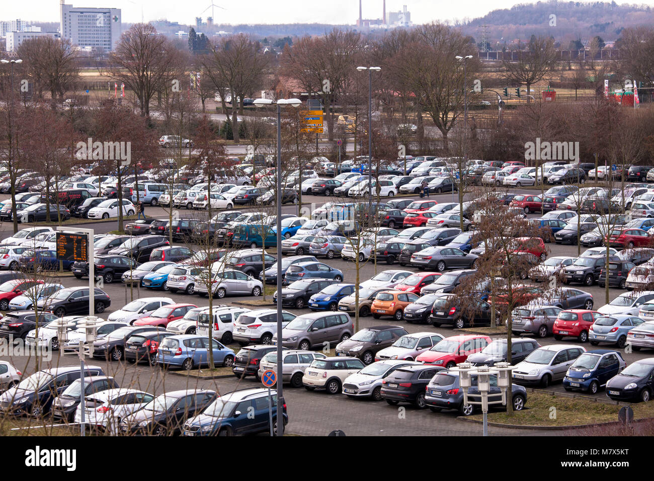 Germany, Cologne, Park and Ride car park Weiden-West at the Aachener Street in the district Weiden.  Deutschland, Koeln, Park and Ride Parkplatz Weide Stock Photo