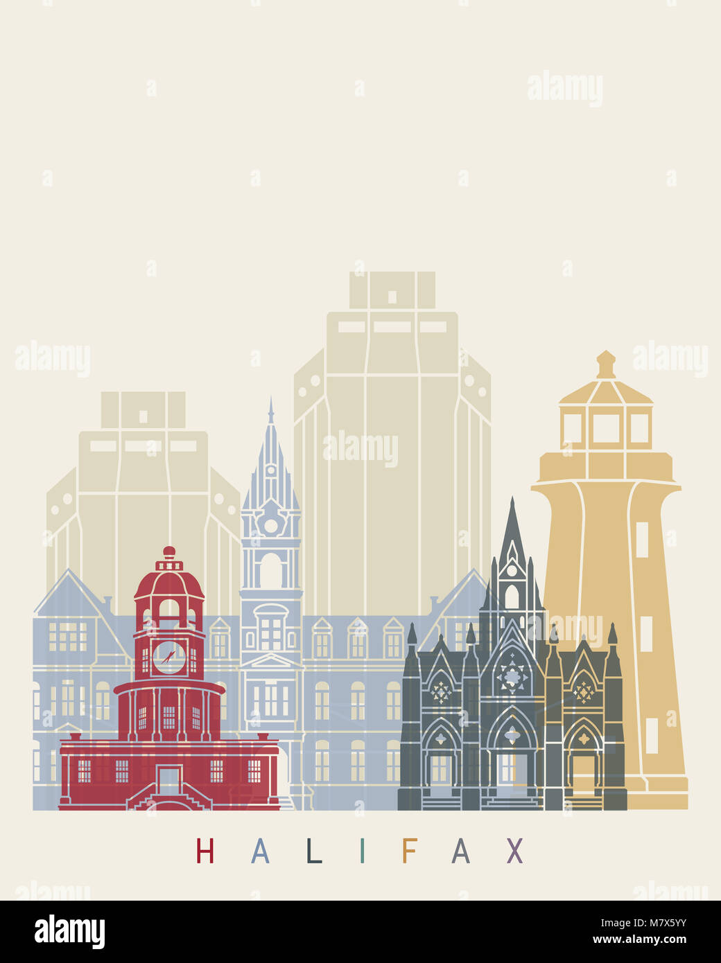 Halifax V2 skyline poster in editable vector file Stock Photo Alamy