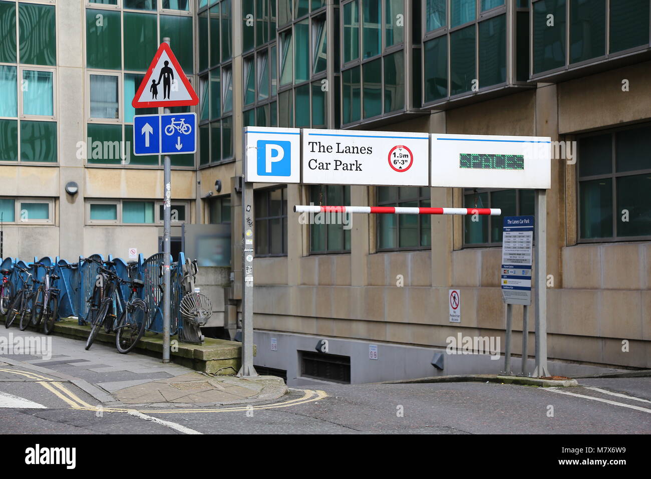 Entrance to the Lanes underground car park in Brighton. March 13, 2018 Stock Photo
