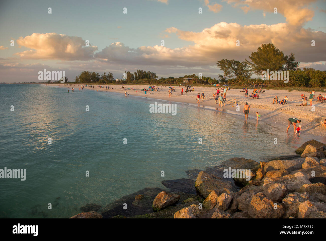 Nokomis Beach on the Gulf of Mexico from the North jetty in Nokomis