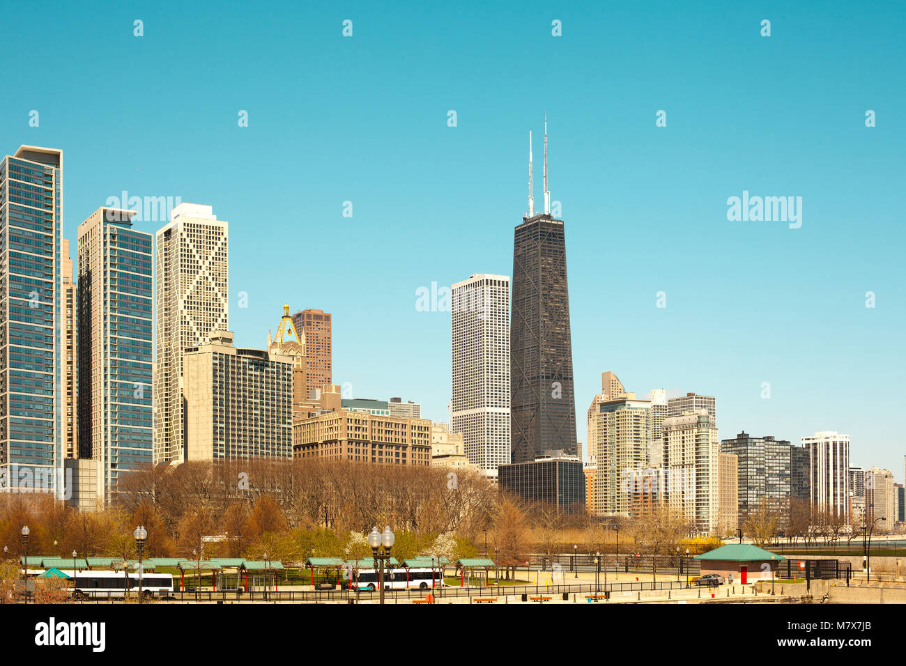 Lake shore and Milton Lee Olive Park, Chicago, Illinois, USA Stock Photo