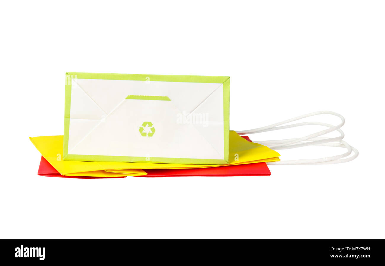 Green recycle symbol on the underside of the package isolated. Stock Photo