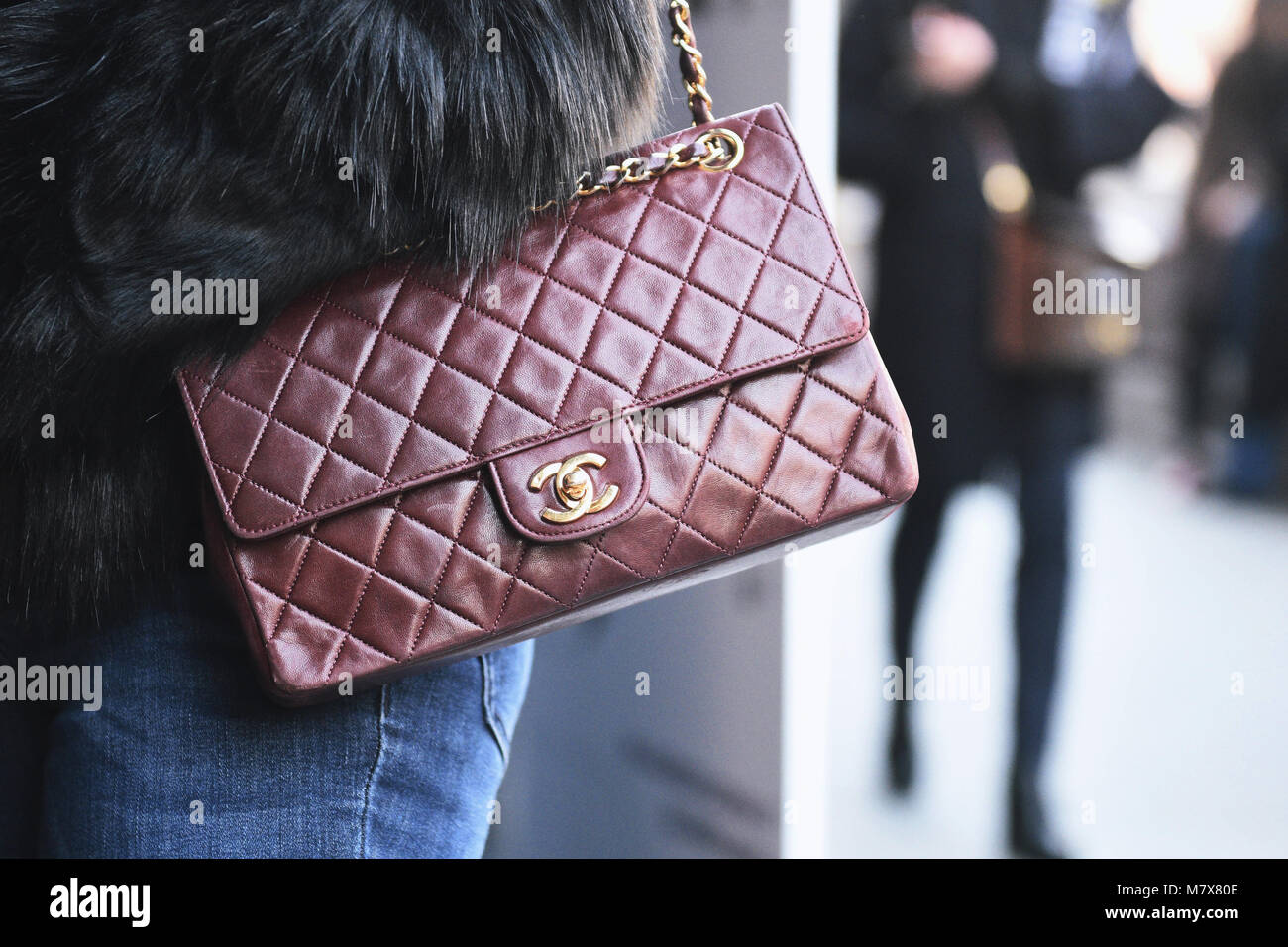 Milan, Italy - February 21, 2018: Chanel bag in detail - fashion street  style concept Stock Photo - Alamy