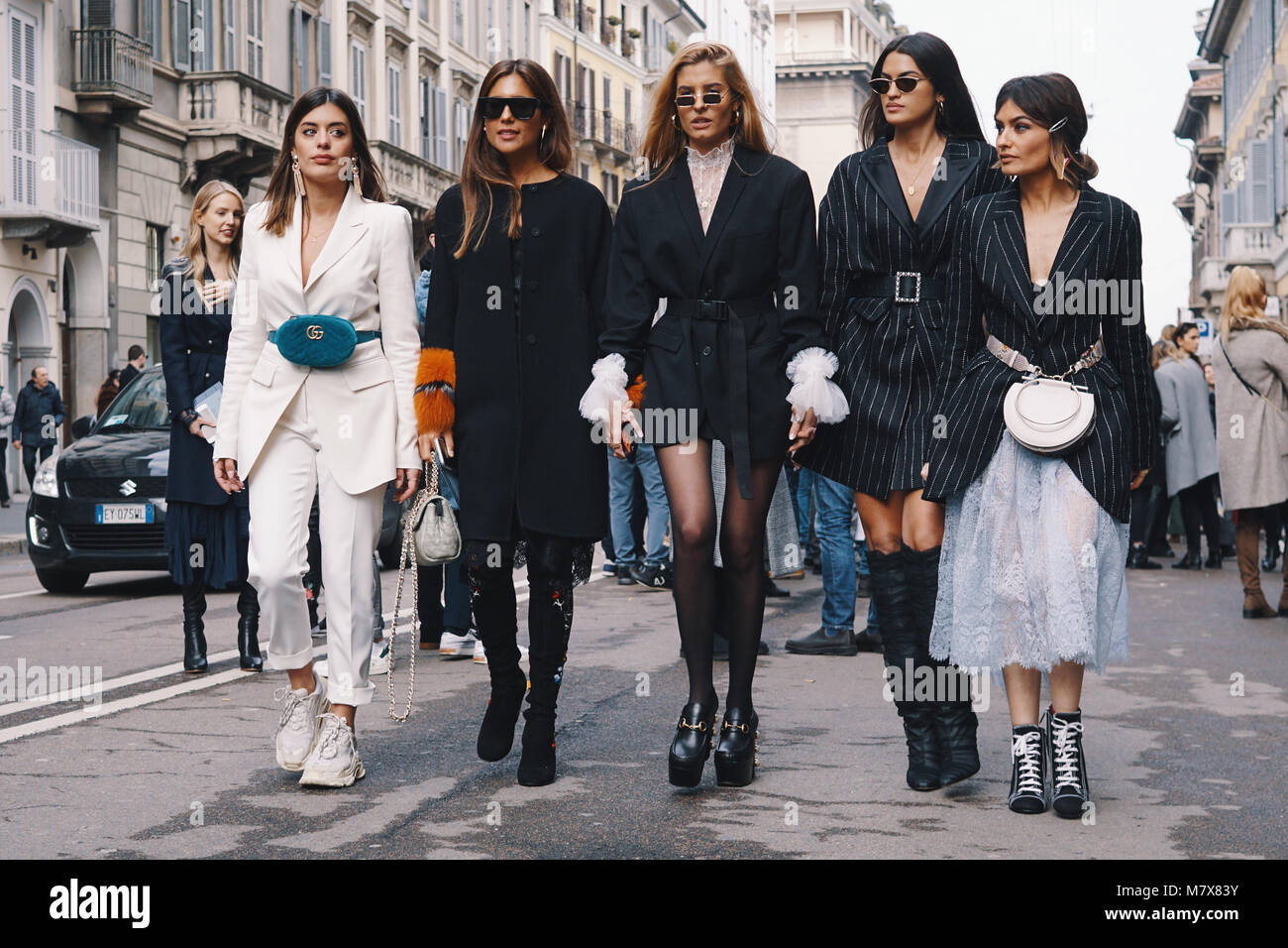 Italy Models Milan, Italy - February 24, 2018: Fashionable models, bloggers and ...