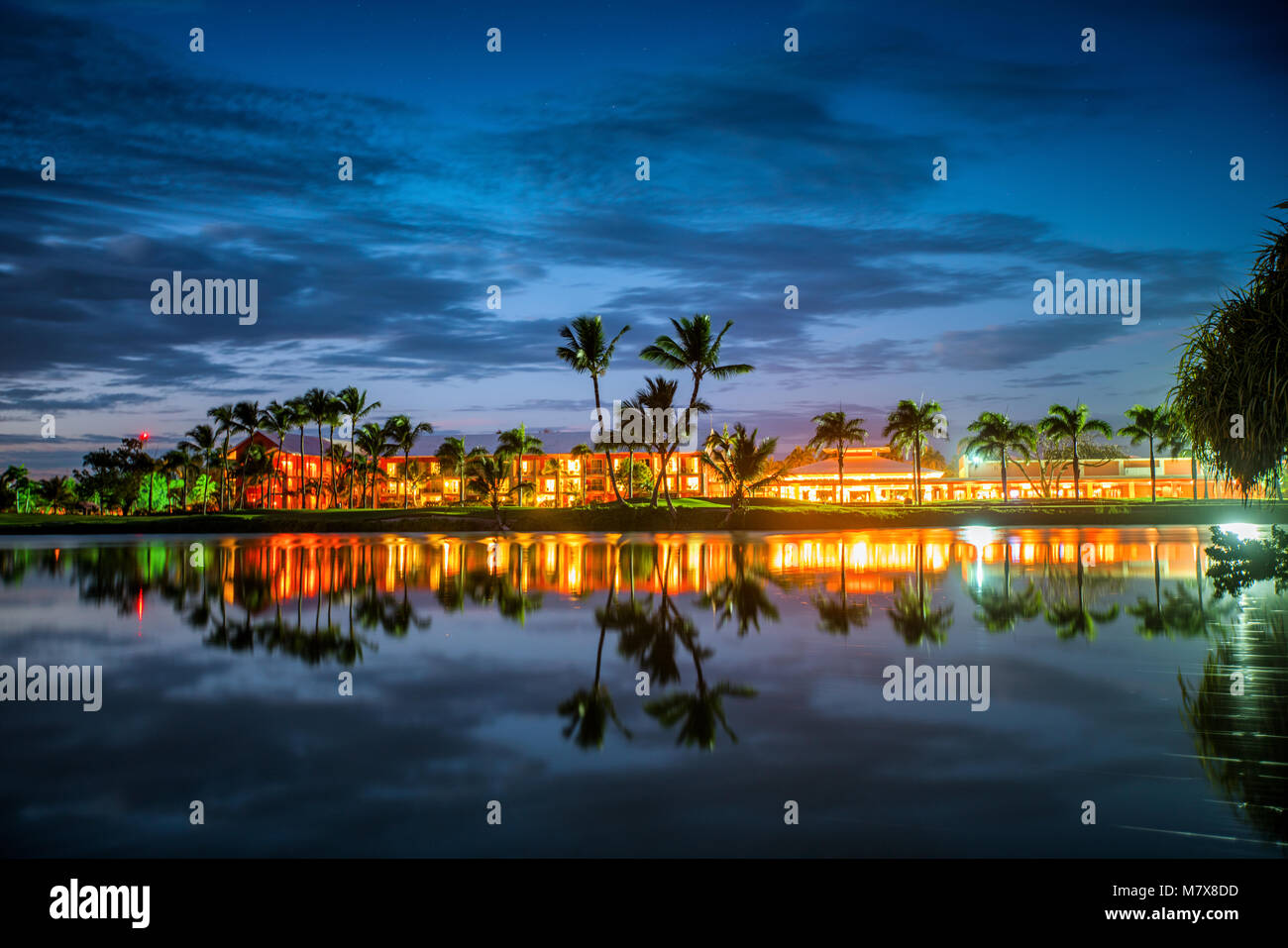 Tropical golf course at sunset, Dominican Republic, Punta Cana Stock Photo