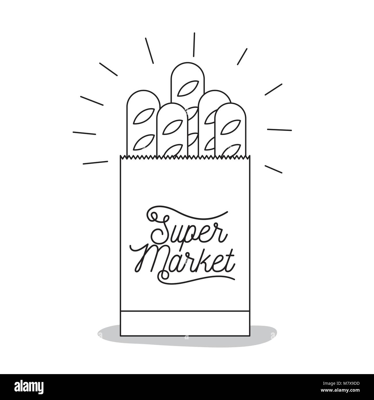 paper bag with bread monochrome silhouette Stock Vector