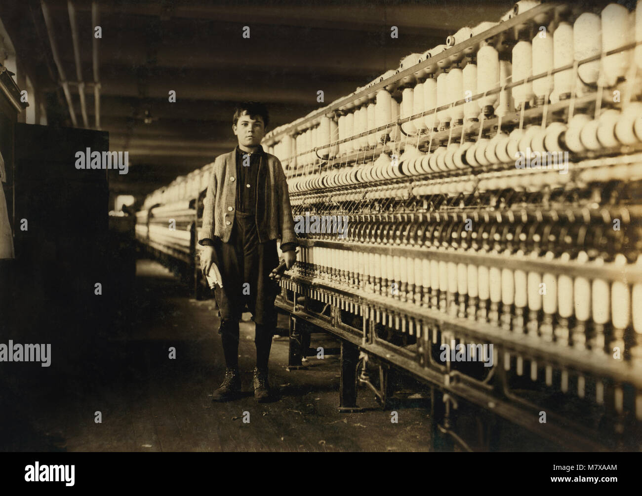 Andrew Stefanik, Young Bobbin Boy, FullLength Portrait with Spinning