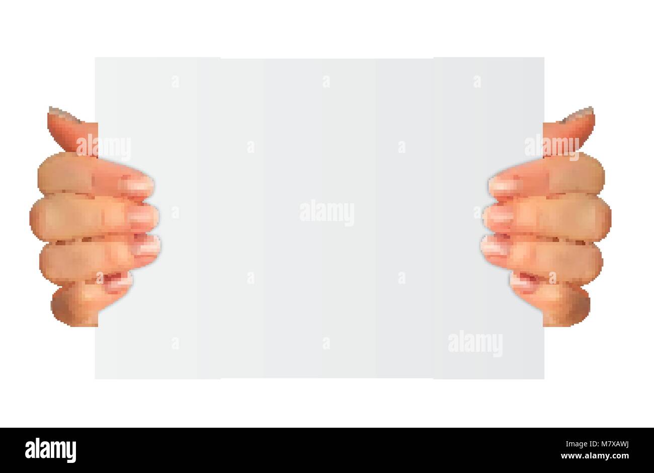 Realistic 3D Silhouette of hand with white paper. Vector Illustration ...