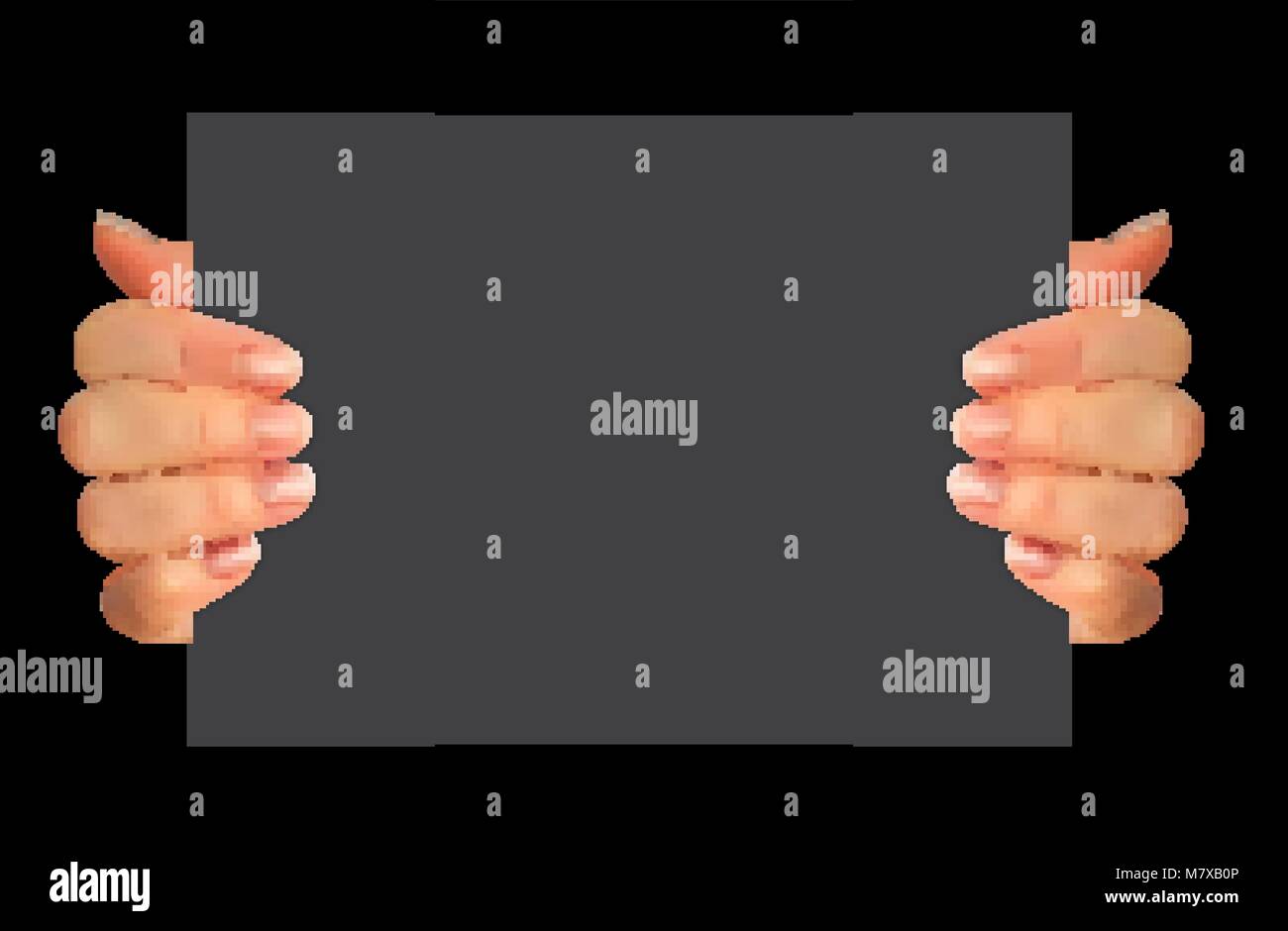 Realistic 3D Silhouette of hand with blank paper. Vector Illustration ...