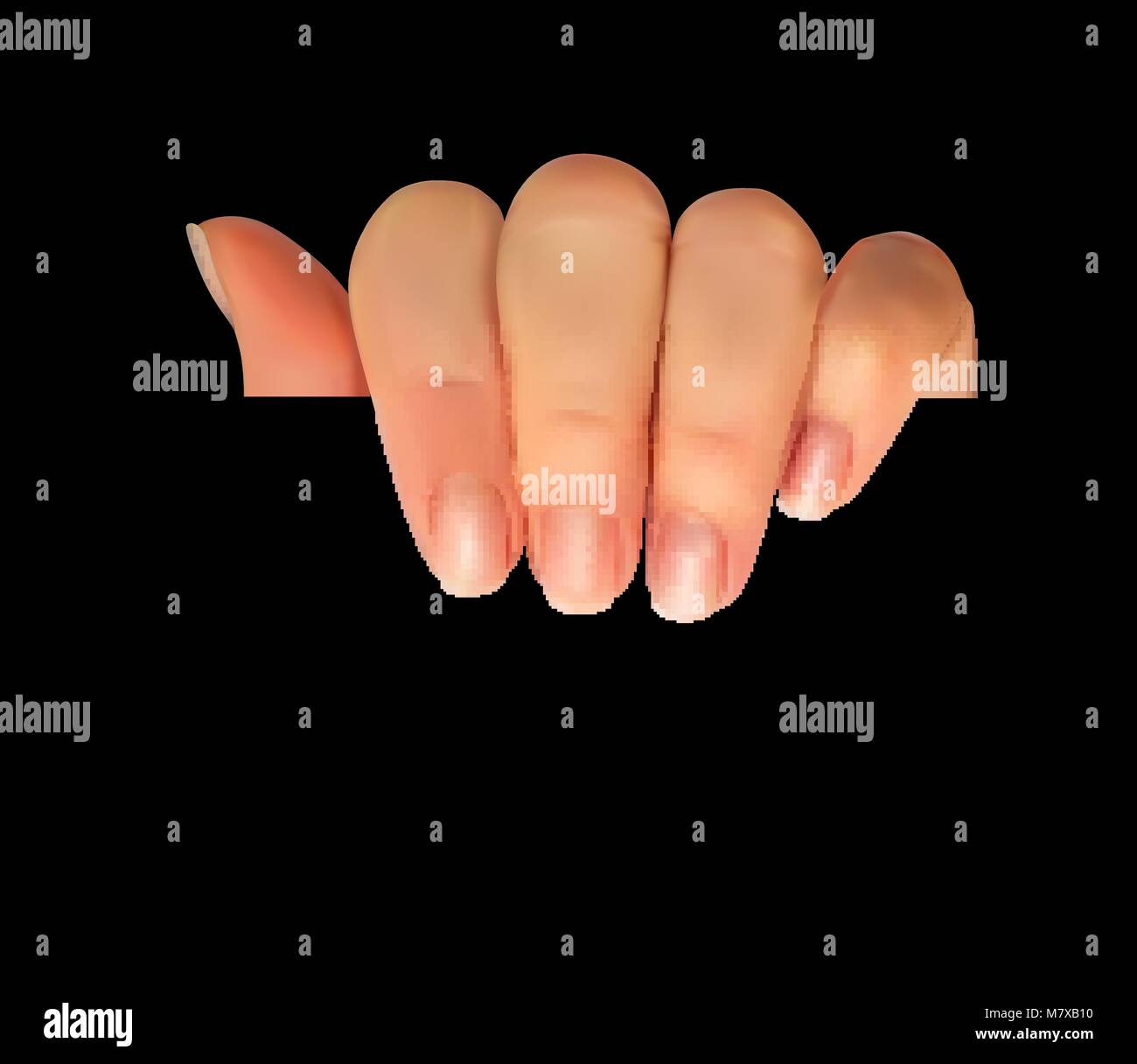 Realistic 3D Silhouette of hand with blank paper. Vector Illustration ...