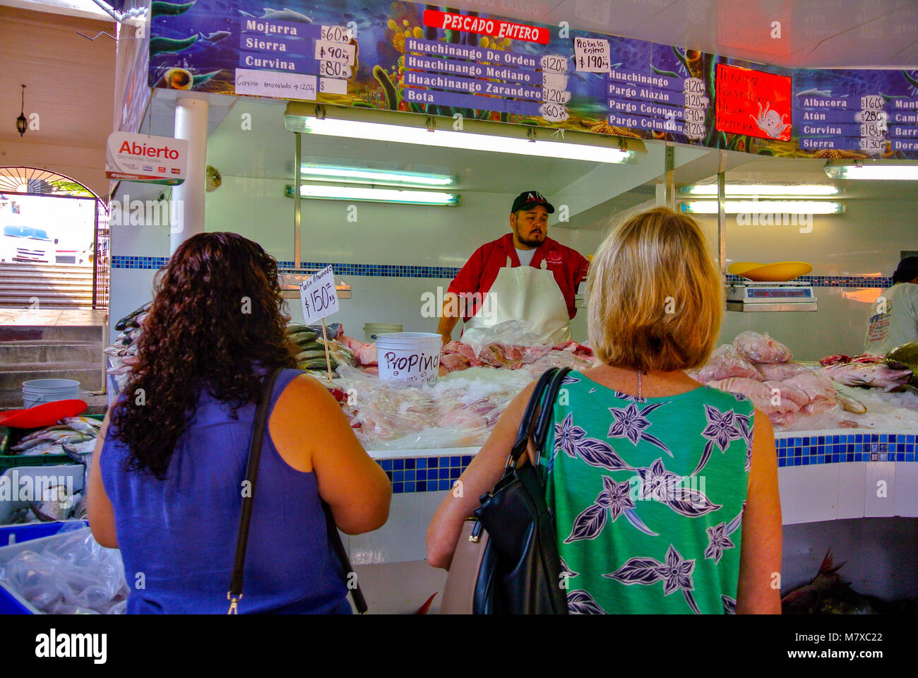 American tourists visiting Fish market in Puerto Vallarta, Jalisco