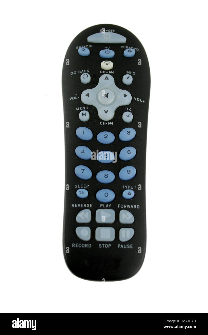 A Universal TV remote control isolated on white Stock Photo Alamy
