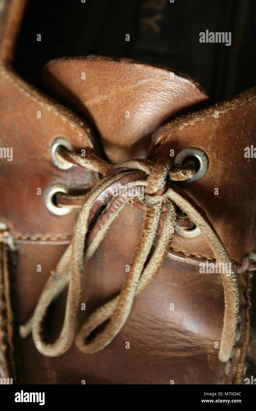 A close up of a deck shoe with laces Stock Photo Alamy