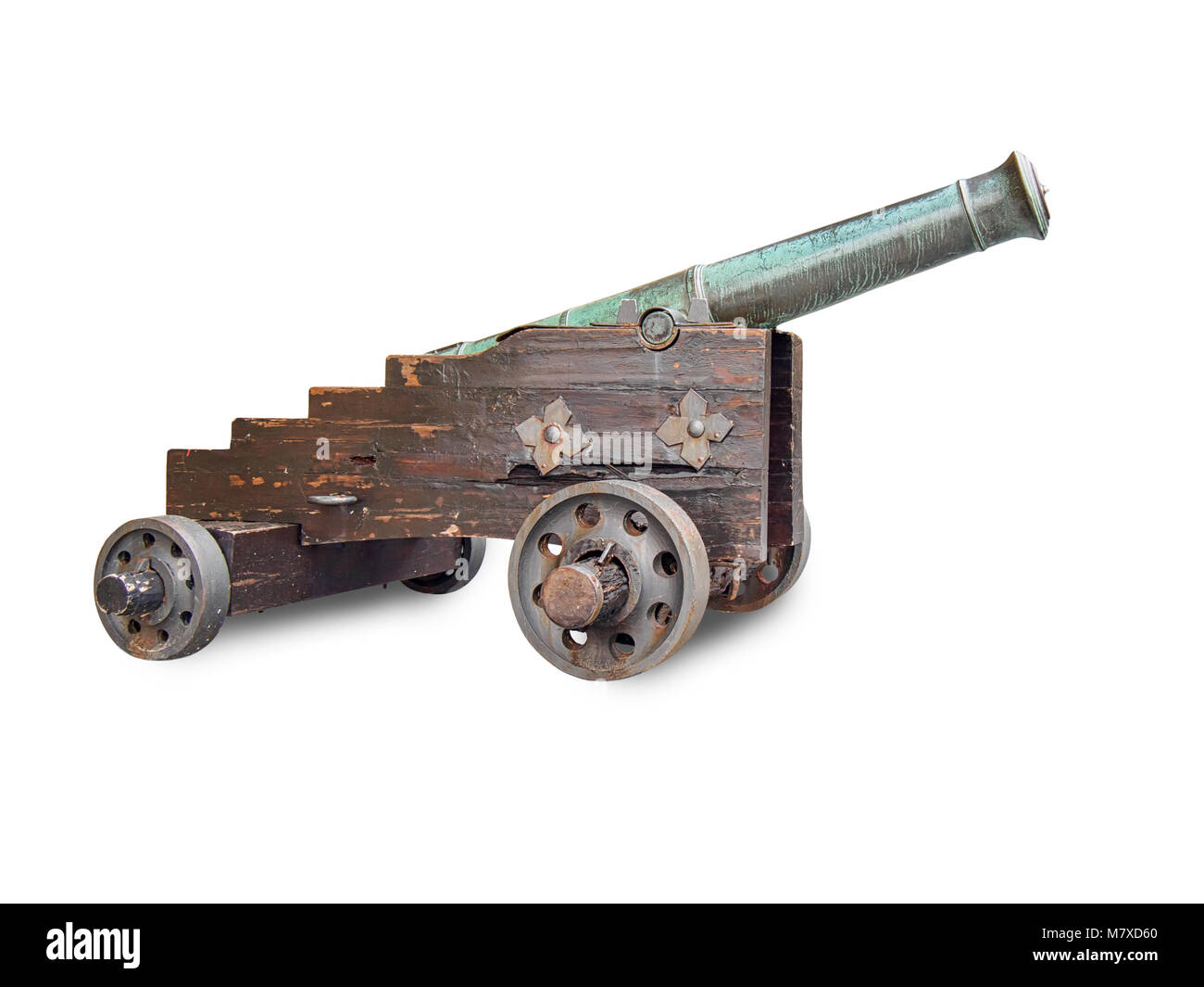 Ancient cannon isolated on white background Stock Photo