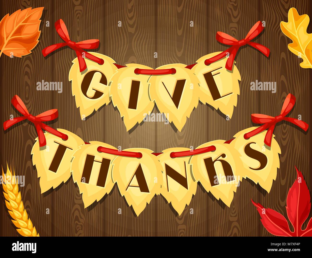 Thanksgiving Day greeting card. Background with autumn lives Stock ...