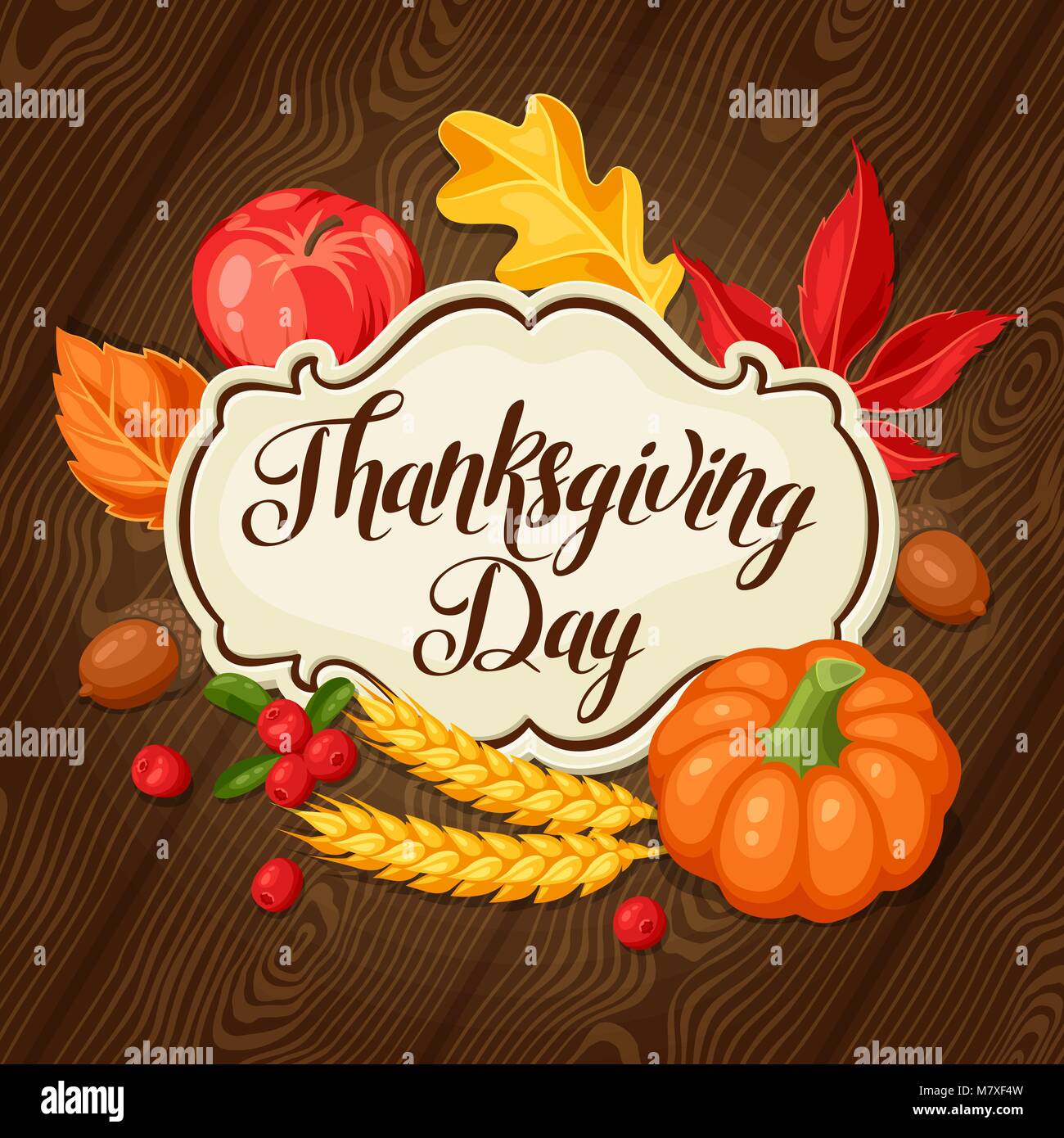 Thanksgiving Day Greeting Card. Background With Autumn Objects Stock ...