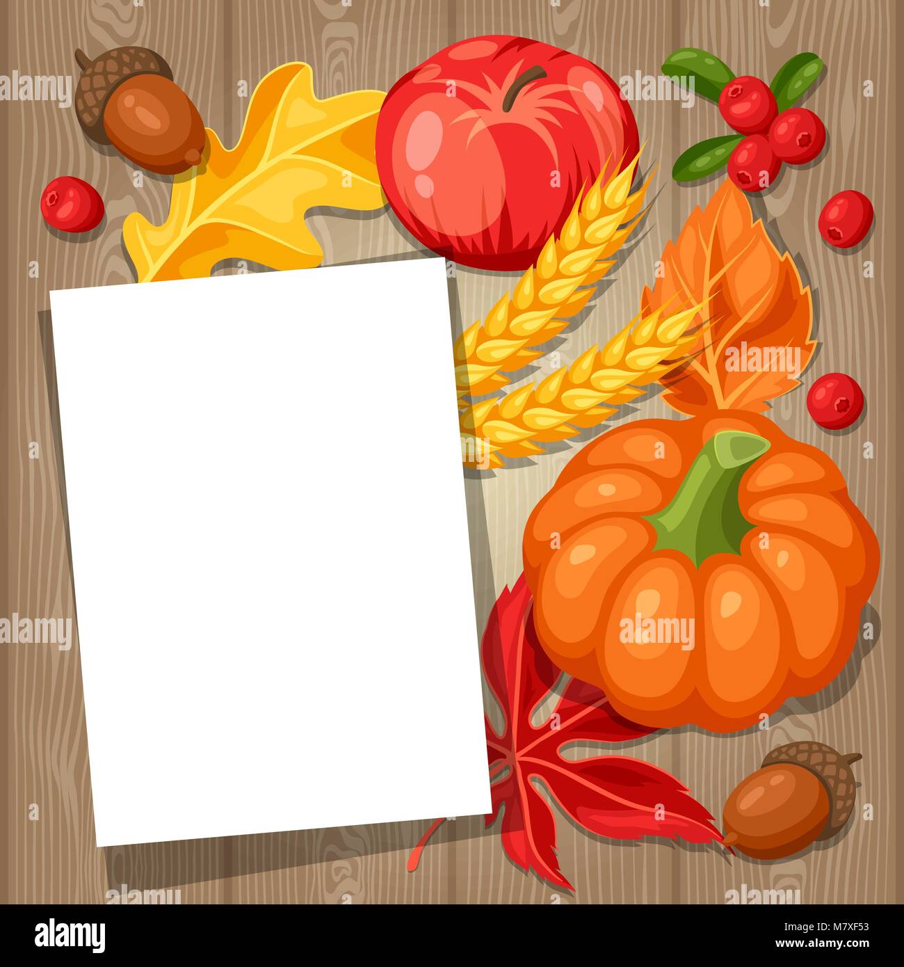 Thanksgiving Day greeting card. Background with copy space and autumn ...