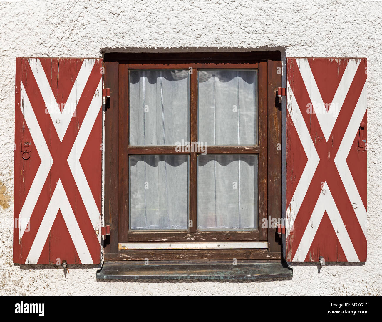 Old weathered window with shutters Stock Photo - Alamy