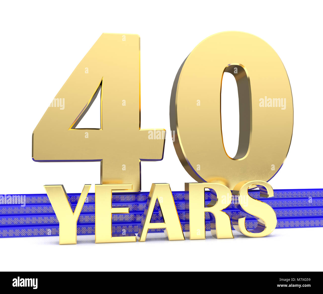 Golden number forty and the inscription years on the blue stairs with