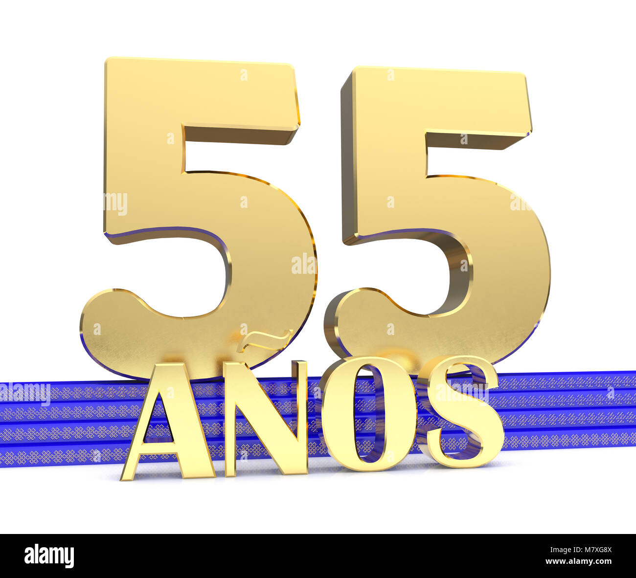 Golden number fifty five and the inscription years on the blue stairs ...