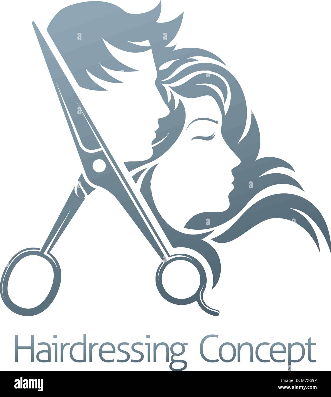 Hairdresser Hair Salon Scissors Man Woman Concept Stock Vector