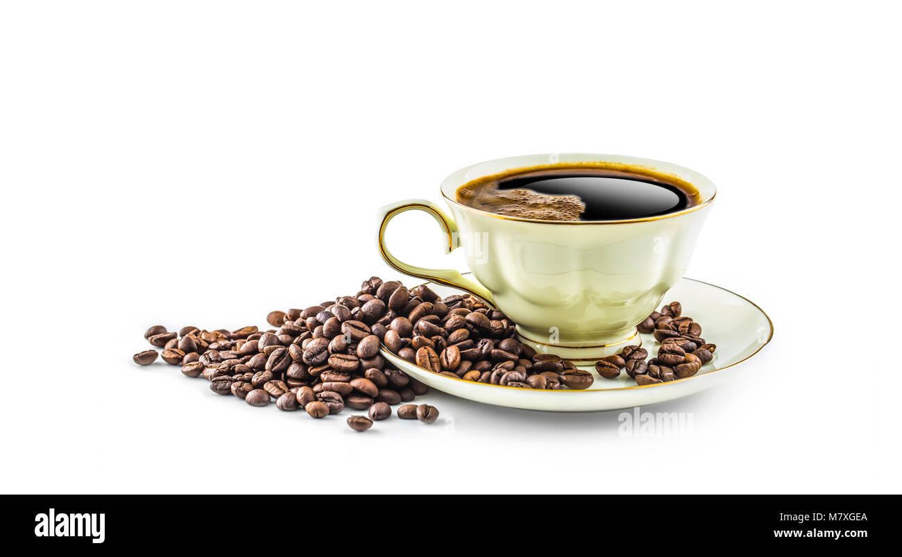 Coffee. Coffee cup and beans isolated on white background Stock Photo ...