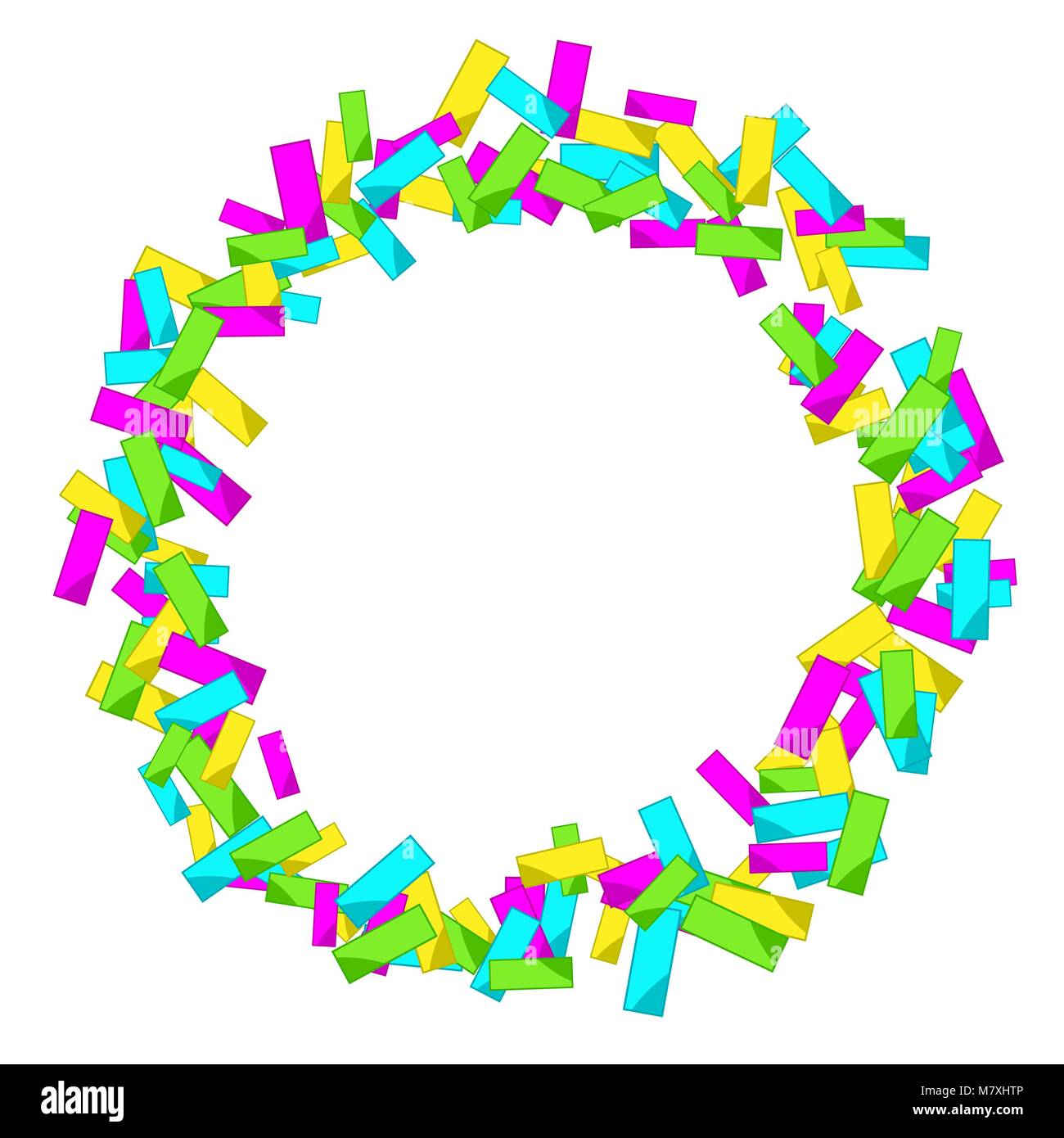 Frame with colourful sparlking confetti. Bright abstract decorative ring Stock Vector