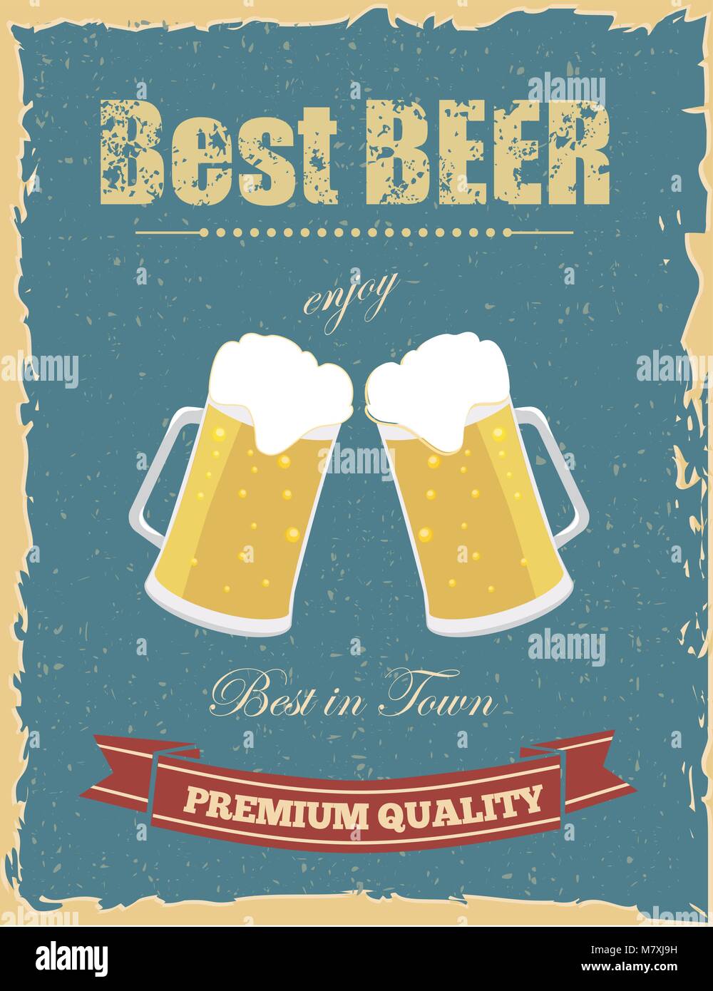 Vintage beer poster with grunge effects. Stock Vector